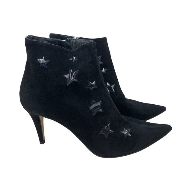Tamara Mellon ASTRID Ankle Boots Booties LIMITED EDITION Black Suede Stars 9 - Picture 1 of 12